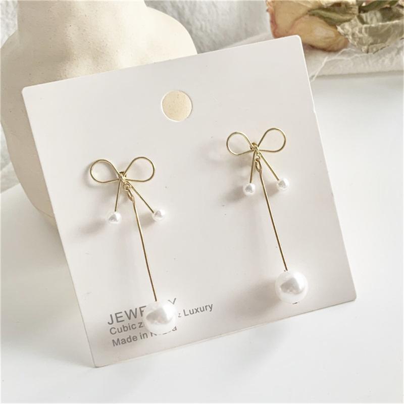 

RUANME Temperament Of A Pair Of Earrings Metal Bowknot Earrings Women Sweet Pearl Earring Jewelry Accessories