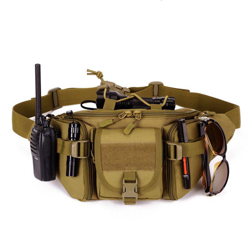 

Men's Tactical Molle Waterproof Chest Bags Outdoor Hiking Fishing Sports Hunting Ridig Waist Pack Belt Pouch Shoulder Haversack, Khaki