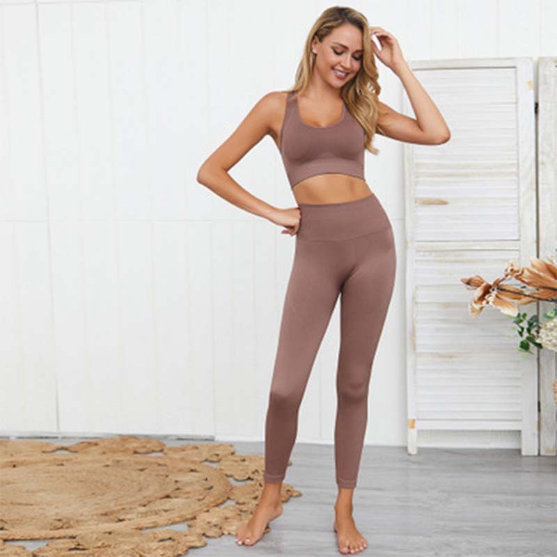 

Womens Fashion Tracksuit Trouers Outfits Sportswear Seamless Knitted Buttocks Yoga Suit Sports Fitness Suit Vest Suit Hot Sale, Black