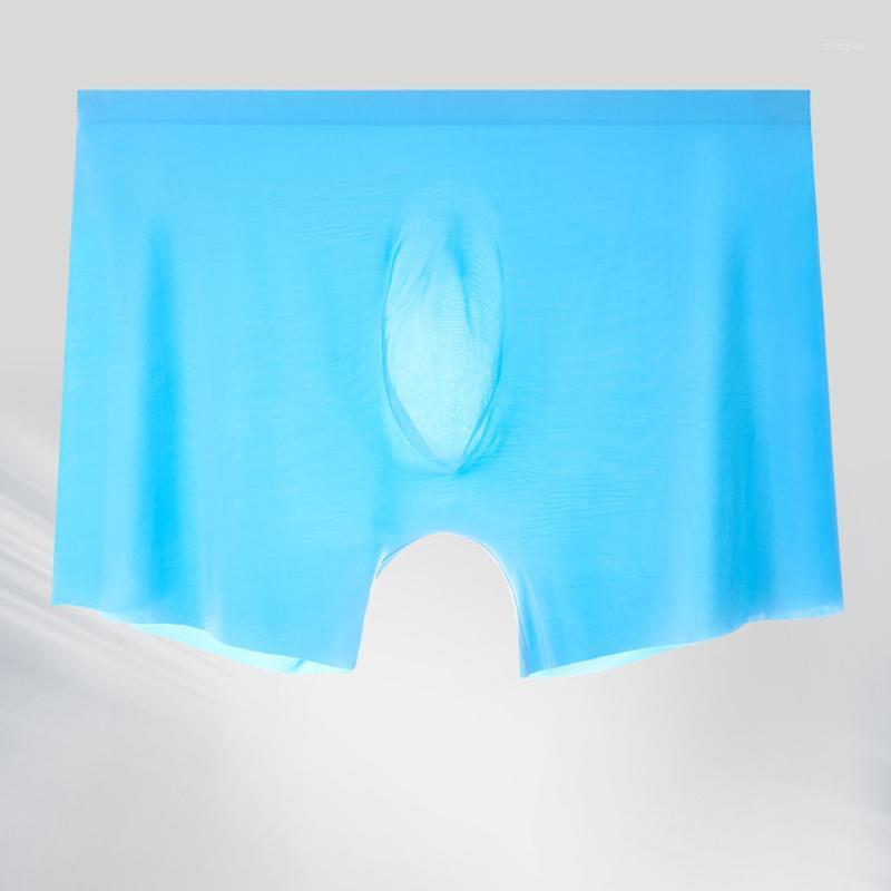

Male Ice Silk Thin Boxer Panties Men's Underwear Boxers Breathable Solid Underpants Comfortable Shorts calzoncillo hombre1, Black