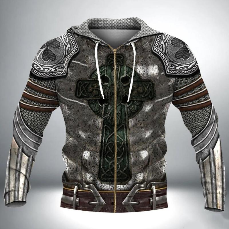 

Men's Hoodies & Sweatshirts Irish Armor Knight Warrior Chainmail Hoodie 3D All Over Printed For Men/Women Sweatshirt Spring/Autumn Casual Pu, Black