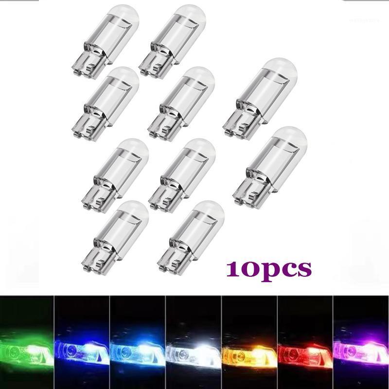 

Emergency Lights 10 Pcs W5W 194 T10 LED Glass Housing Cob Car Bulb 6000K White Green Blue Red Wedge License Plate Lamp Dome Light Super Brig