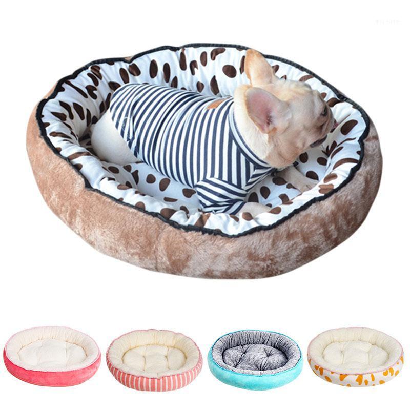 

Dog Bed Pet Round Shape Pet House Nest Cushion Beds for Cat Puppy Kennel Plush Soft Cushion Breathable Cat House1, Cow orange