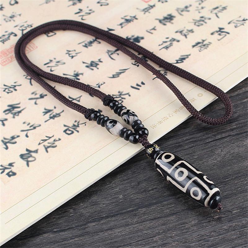 

Nine Eye Tibet Dzi Pendant Drop Choker Nacklace Natural Stone Materials Fashionable Style Tibet Heaven Bead Bring Good Luck