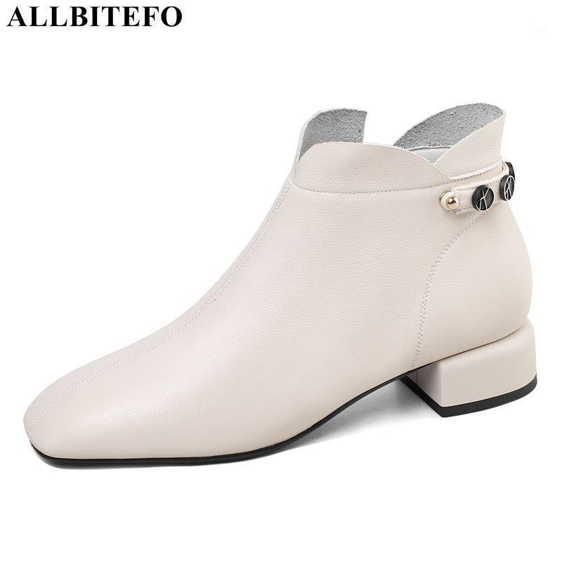 

ALLBITEFO natural genuine leather women boots autumn winter brand fashion leisure high heel shoes ankle boots motocycle1, No plush inside
