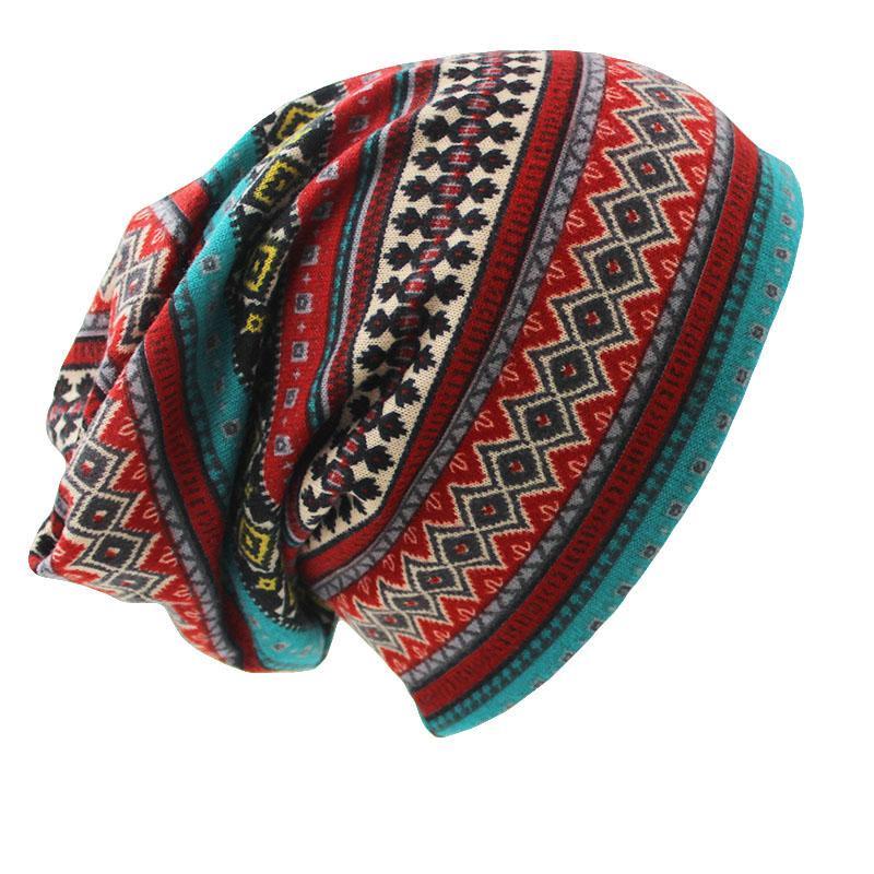 

Brand Autumn Winter Dual-use Hat For Ladies thin Skullies Beanies Vintage Geometric Design Women Scarf Face Mask, Black