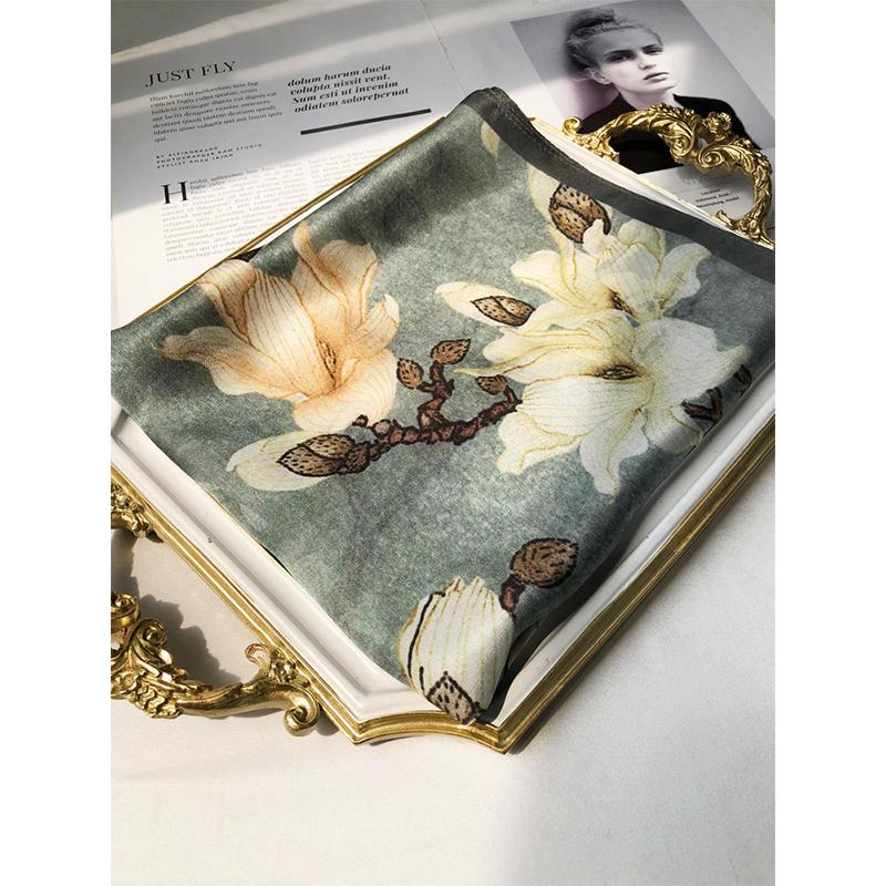 

100% Real Silk Scarf Women Long Silk Ladies Scarf Female Fashion Printed Floral Soft Elegant