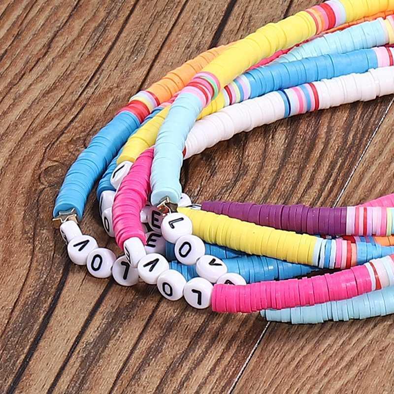 

Chokers G.YCX Bohemia Fashion Colorful Heishi Love Letter Necklace African Vinyl Disc Beads Surfer For Women Girl DIY Jewelry1