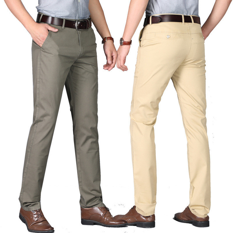 

New Korean 2020 Summer Casual High-waisted Cotton Thin in Straight Black Wild More Size 29-40 42 U24i, Khaki yellow.