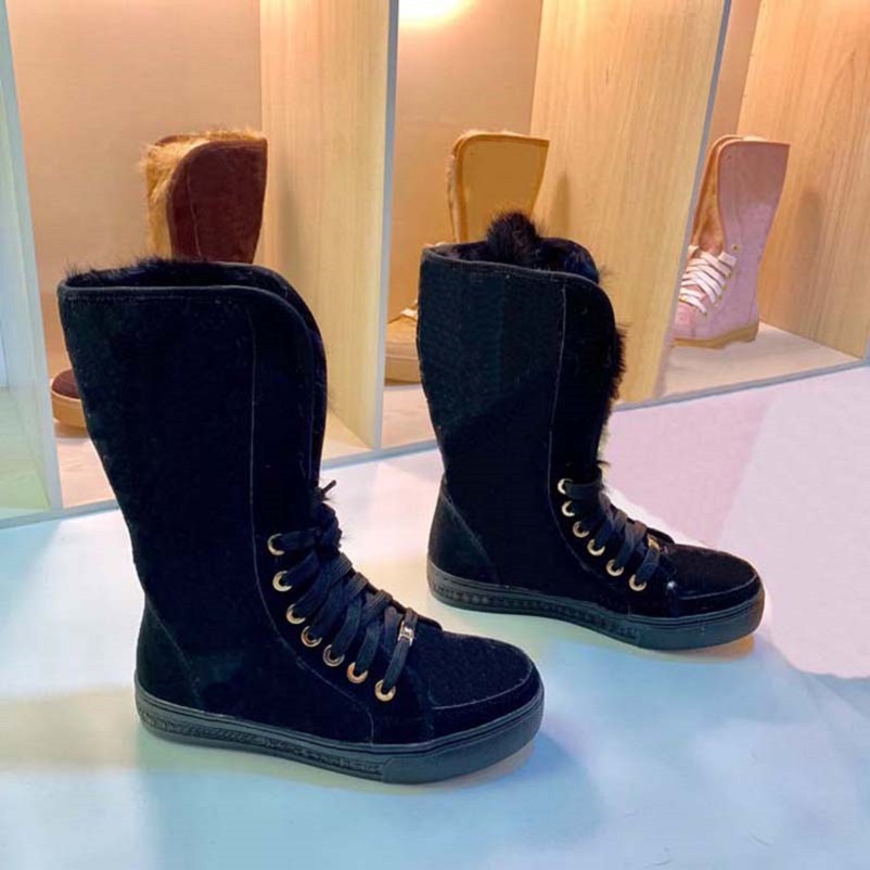 

With Box! Multi Styles Women Classic Snow Boots Fur Warm Ankle Short Bow Fur Half Booties Winter Black Chestnut Boots shoe02 PL08, #1