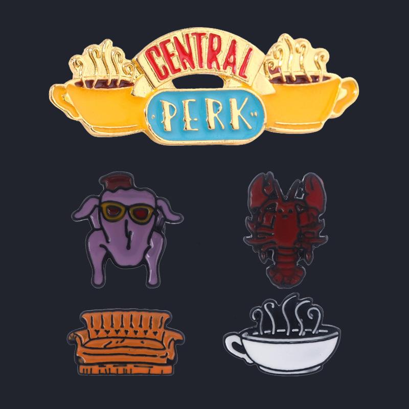 

Classic TV Show Friends Brooches Central Perk Coffee Time Photo Frame Lobster Sofa Coffee Badge Enamel Lapel Pins Fans Jewelry