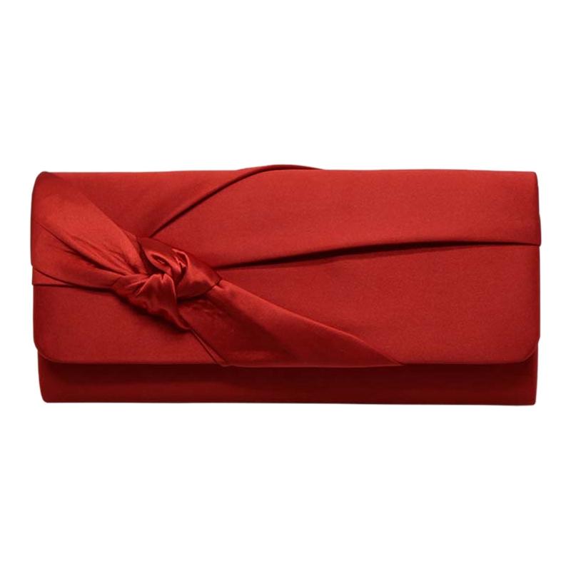 

Satin Evening Gift Bag Jewelry Bag Cosmetic Clutch Messenger, Red