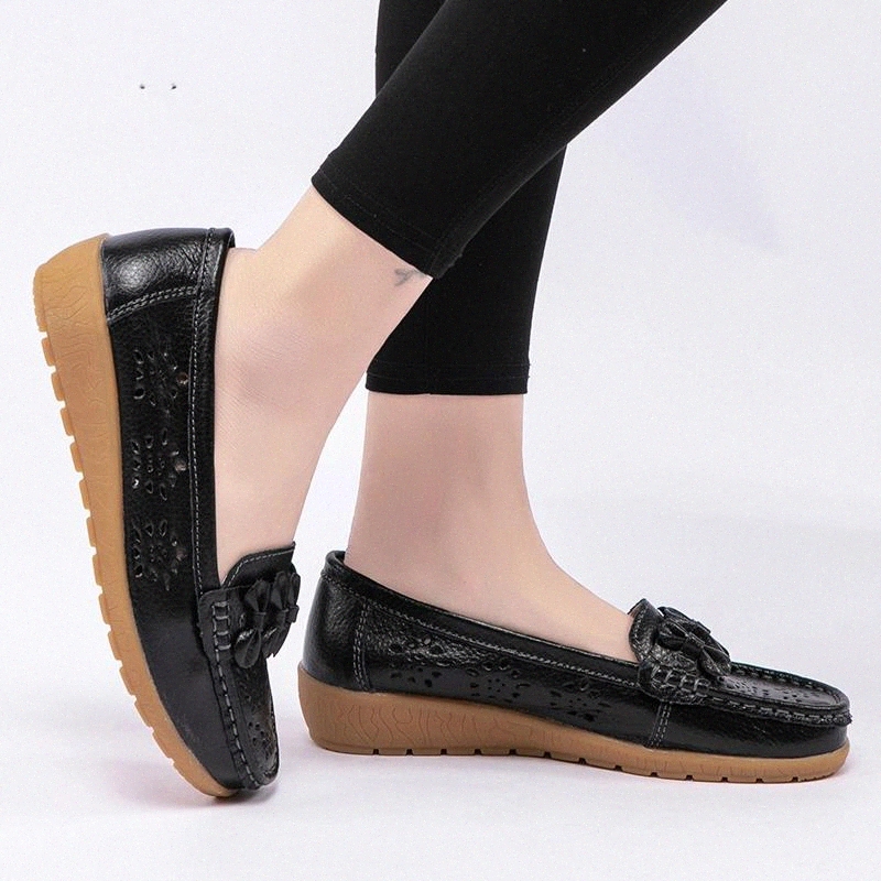 

2020 Moccasins Female Breathable Flats Women's Sewing Shallow Shoes Women Casual Footwear Plus Bow Hollow Out Drop Shipping #bG7Z