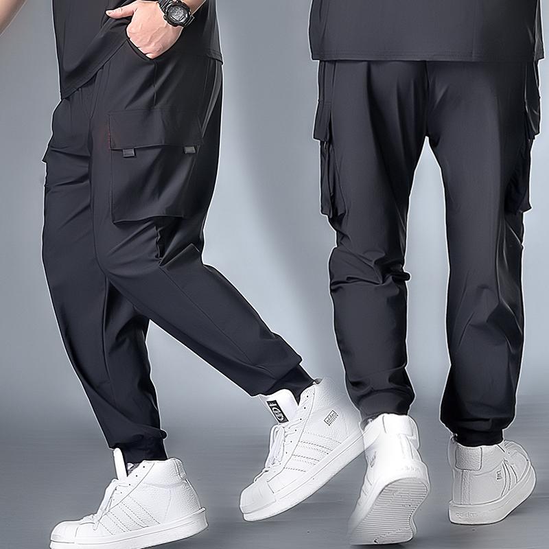 

Men plus size -7XL rayon jogging pants streetwear overalls spring hip-hop sweatpants men black fat