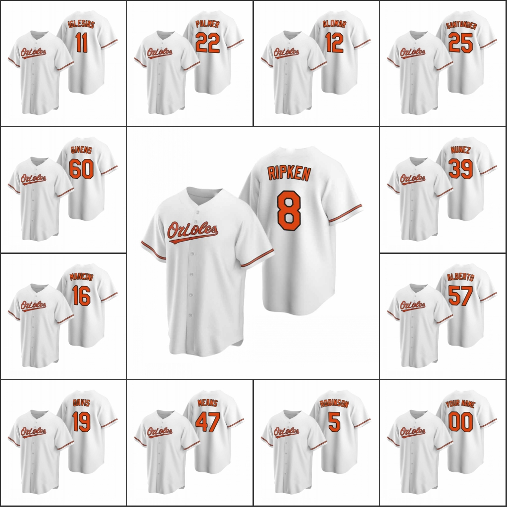 

Baltimore Orioles #8 Cal Ripken Jr. 48 Richard Bleier 22 Jim Palmer Men Women Youth Custom White 2020 Replica Home Jersey, Black