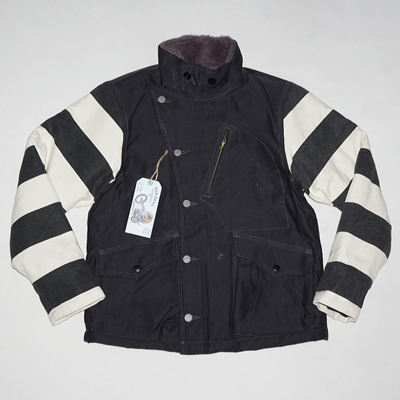 

male motorcycle striped prison shredded winter jacket aviator coats J1R2, Black.