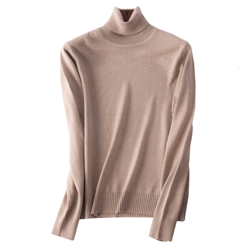 

2021 New High Quality Turtleneck Cashmere Sweater Women Knitted Pullover Autumn Winter Basic Warm Jumper Streetwear Pull Femme Hiver Njax, Brown