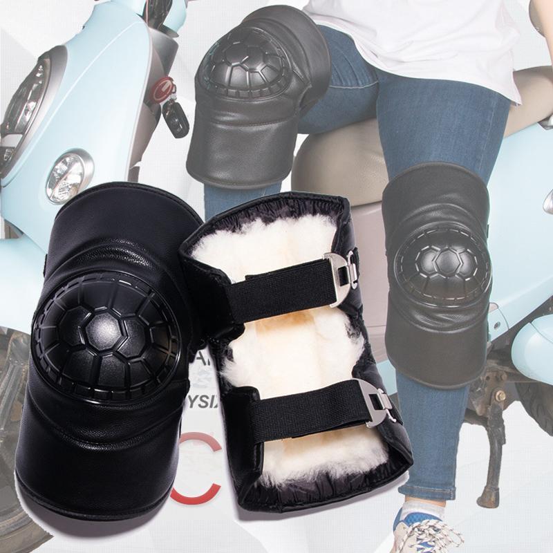 

Cow Leather Wool Warm Lining Waterproof Kneepads Winter Knee Pads Motorcycle Knee Protector Riding Racing Plastic Shell Pad1
