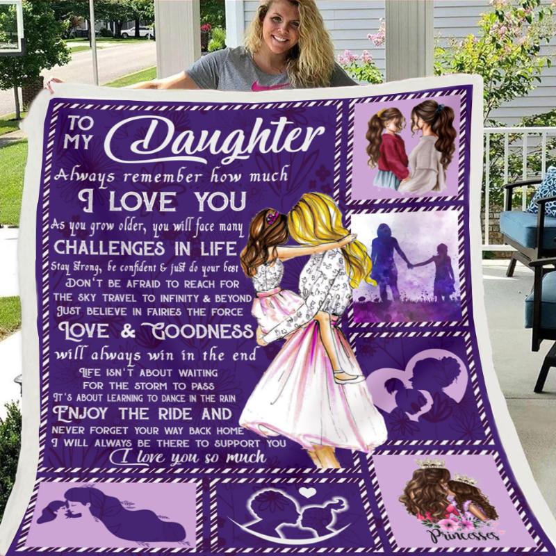 

SOFTBATFY Letter Design Blanket To My Daughter/Wife/Warm Cozy Letter Throw Blanket for Bed Sofa Couch Birthday Gifts