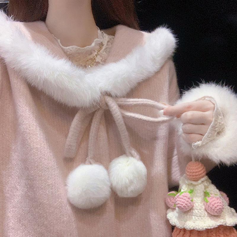 

Sweet Winter Long Coat Women Warm Wool Trend Coat Female Casual Thick Japanese Style Kawaii Korean and Jackets Women, Pink