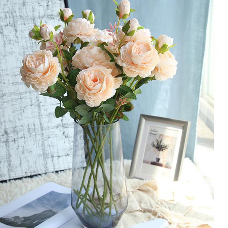 

3 Heads Rose European Silk Artificial Peony Flower For Home Wedding Party Wall Decorations High Quality Hot Sales, Rd