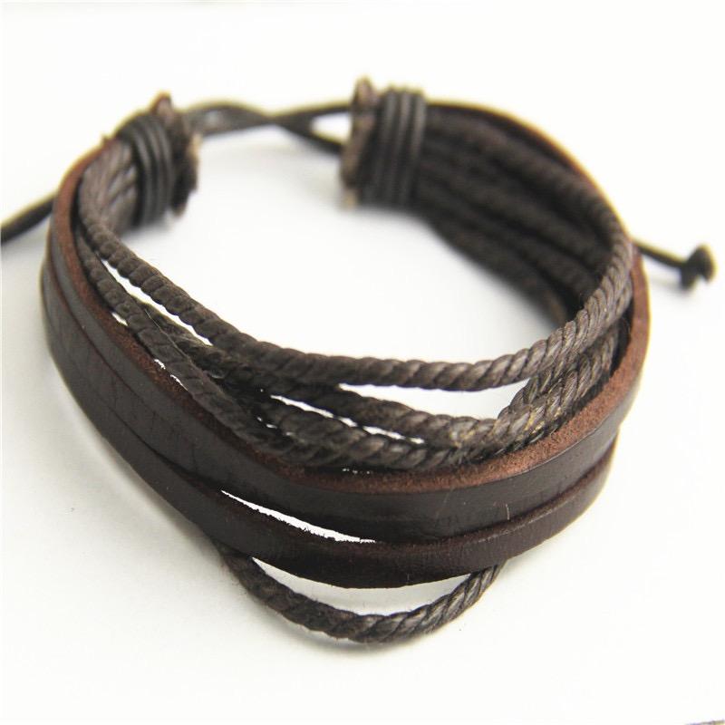 

Charm Bracelets Fashion Monochrome Braided Cowhide Bracelet Hand Drawn Leather Cord Jewelry Wholesale