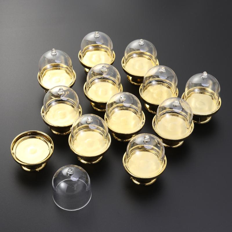 

6pcs Mini Cake Stand Shape Candy Box Transparent Tray Modeling Sugar Holder Wedding Favor Boxes Party Supplies (Golden Base