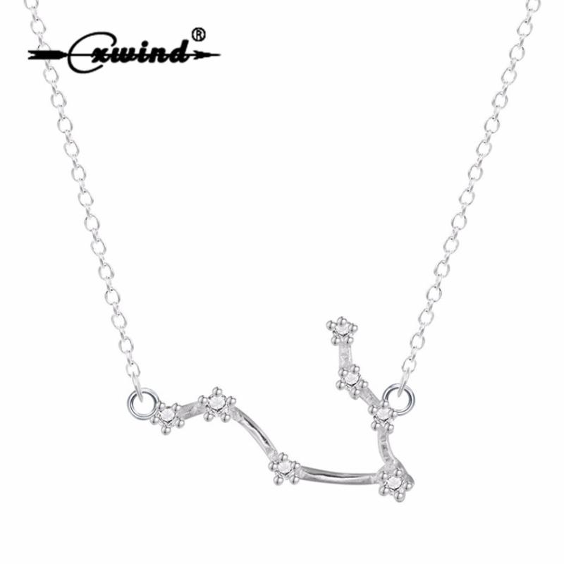 

Fshion Zircon Trendy Gemini Zodiac Star Signs Astrology Necklace 12 Constellation Pendant Necklaces for Women Party Boho Bijoux