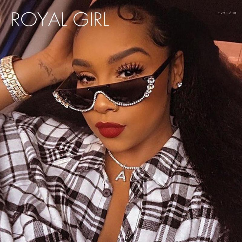 

ROYAL GIRL Fashion Cat Eye Sunglasses Women Personality Semi-rimless Sun Glasses Female Vintage Flat Top Eyewear UV400 Ss1281