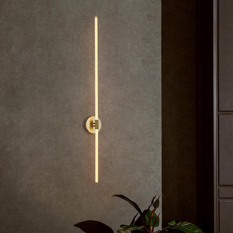 

LODOOO Gold Modern LED brief bedroom study wall lights simple bedside lamp Creative 360 degree light Living room Home wall lamps