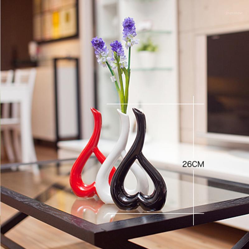 

Creative Heart Shape Vase Handcrafts Home Decoration Art Work Flower Holder Ceramic Vase or 1 Plus 1 Real Touch Rose Set J1