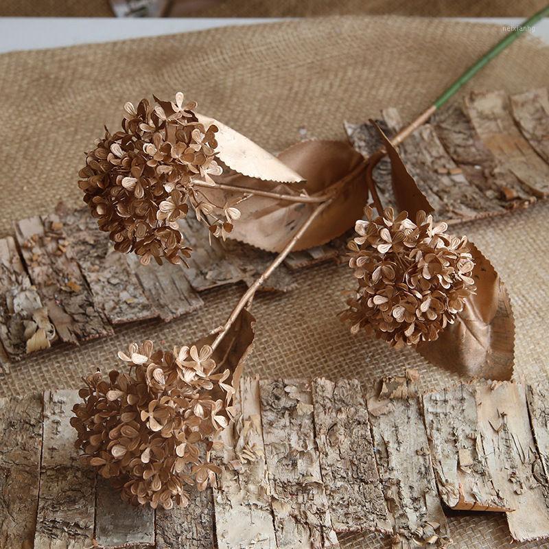 

3Heads Hydrangea ball flower branch plastic Artificial flowers fleur artificielle flores home wedding decoration fake Flowers1