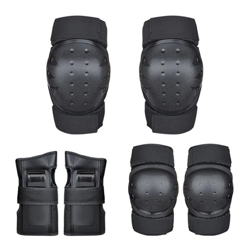 

LOCLE 6pcs/Set Adults Child Safety Skating Protective Gear Elbow & Knee Pads Skiing Climbing Snowboard Basketball Knee Pads, Black