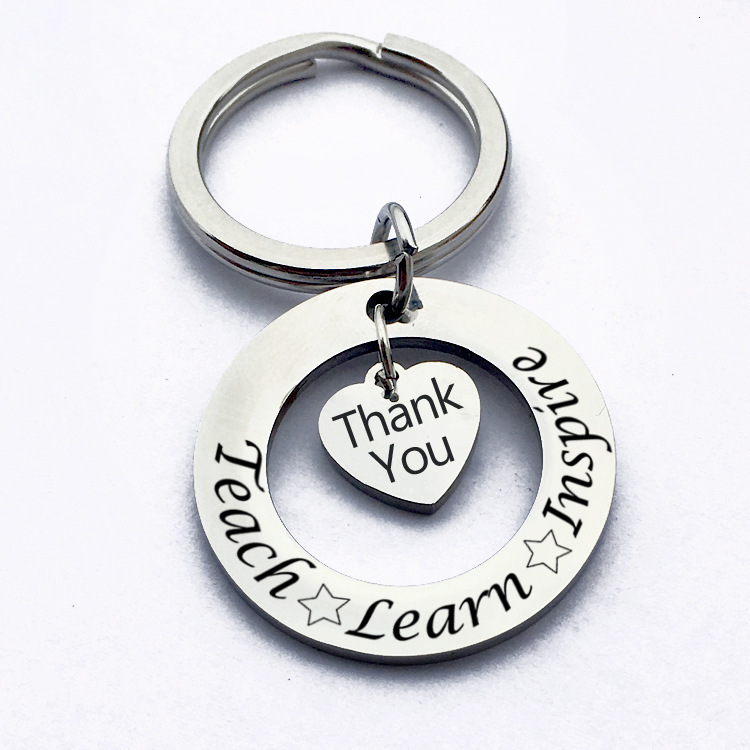 

Teacher Keychain Fashion Accessories Teach Learn Inspire Teacher Gift Stainless Steel Keychain Key Ring Gifts