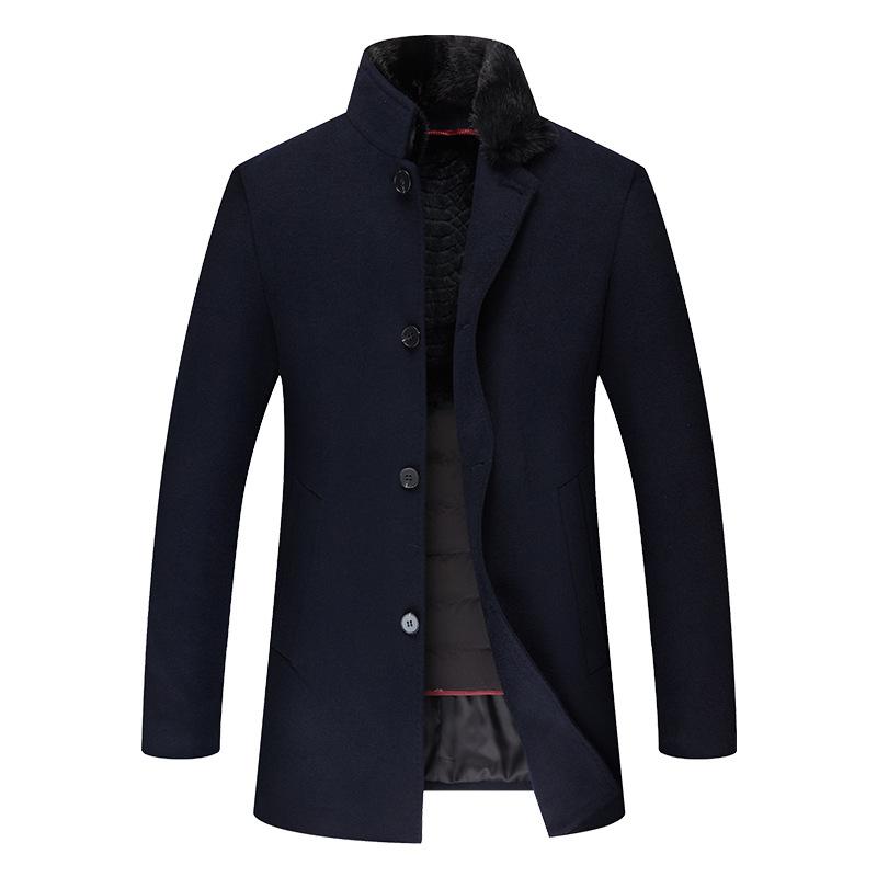 

Cross-border men wool coats mink collars male leisure dad loaded down with thick cloth coat factory direct sale, Black
