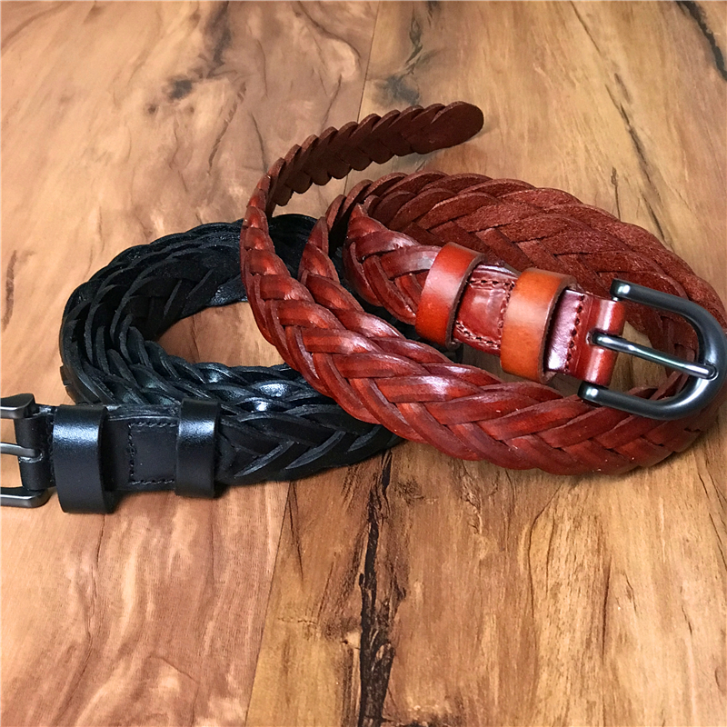 

Genuine artisanal leather of women high-quality ladies woven womanhood belt reap female wbt0073 KVMW, Black