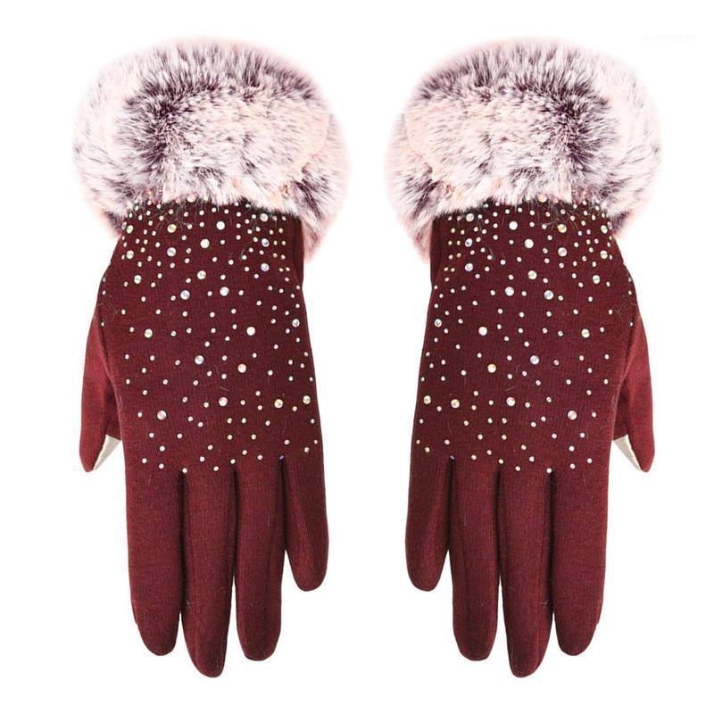 

New Arrival Gloves Women Lady Candy Color Gloves Autumn Winter Warm Fur Mittens Guantes1