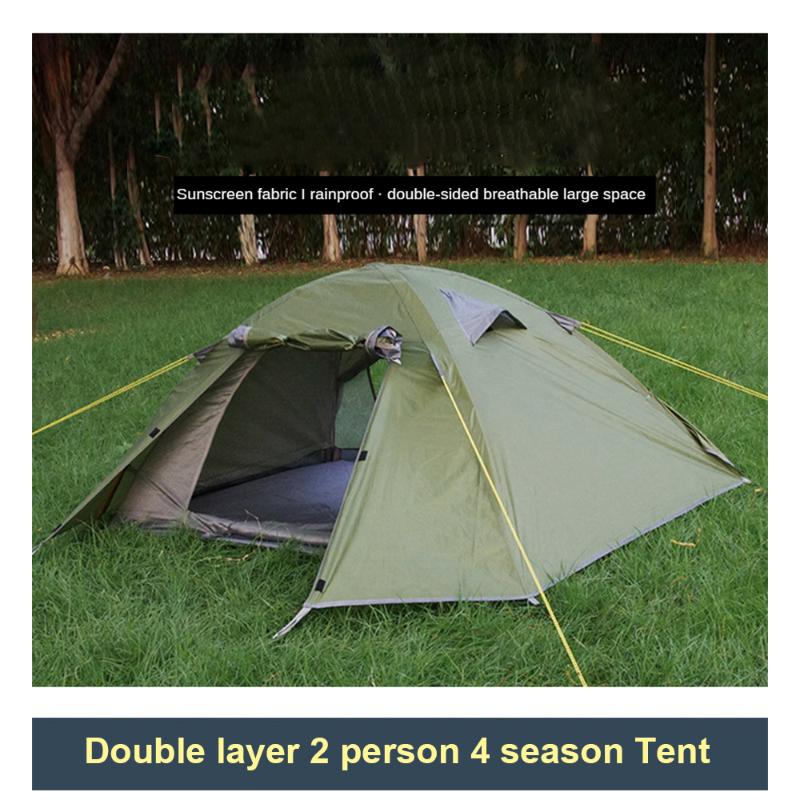 

Outdoor Camping Tents Winter Tent Double Layer 210doxford Cloth Waterproof 4season 2 Person Aluminium Pole Hiking Withstand Wind