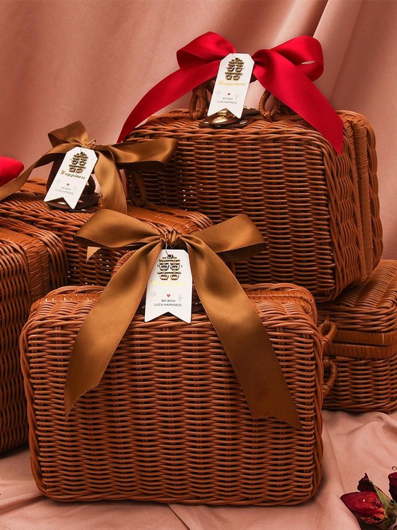 

Handmade Wedding Souvenir Present Packing Box Luxry Rattan Birthday Christmas Valentines's Day Gift Package Box 1PC Bridesmaid