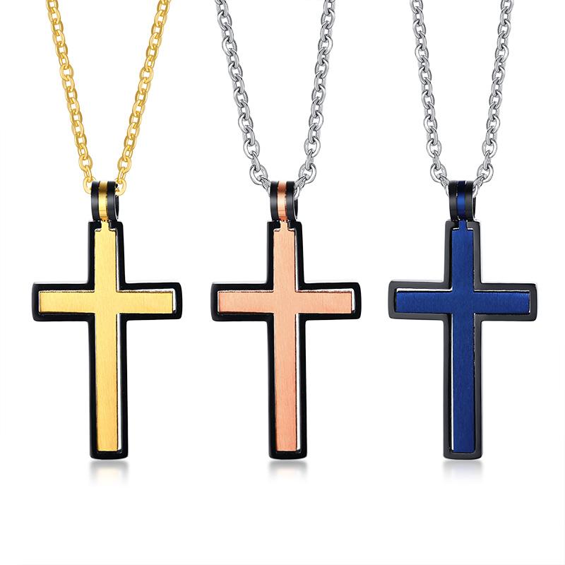 

Newest Stainless Steel Detachable Jesus Cross Necklace For Men Women Beautiful Colors Pendant Necklace Religion Jewelry Unisex