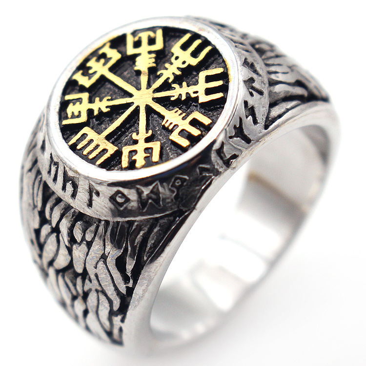 

2020 Vintage Nordic Viking Pirates men's Rings Titanium Steel Jewelry punk ring for Man Boys Size 7-12