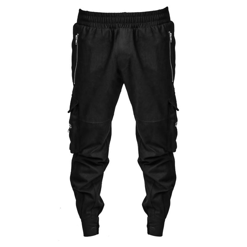 

Overalls and men's slacks 2020 Fall new slim-fit, foot-bound, outdoor running, multi-pocket sports men's pants streetwear pants, Black