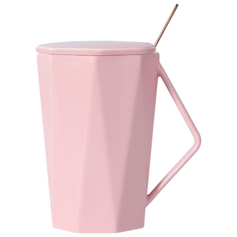 

Nordic Ceramic Mug with Lid Spoon Couple Cute Coffee Mug Simple Valentine's Day Gift Tazas Divertidas Drinking Set DD60MG