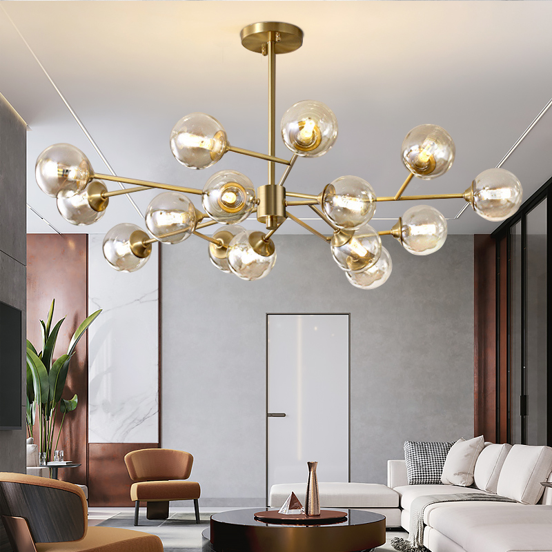 

Modern Sputnik Chandelier Lighting Creative Glass Ball Branch Light Fixture Bedrpom Nordic Living Room Hanging Lights