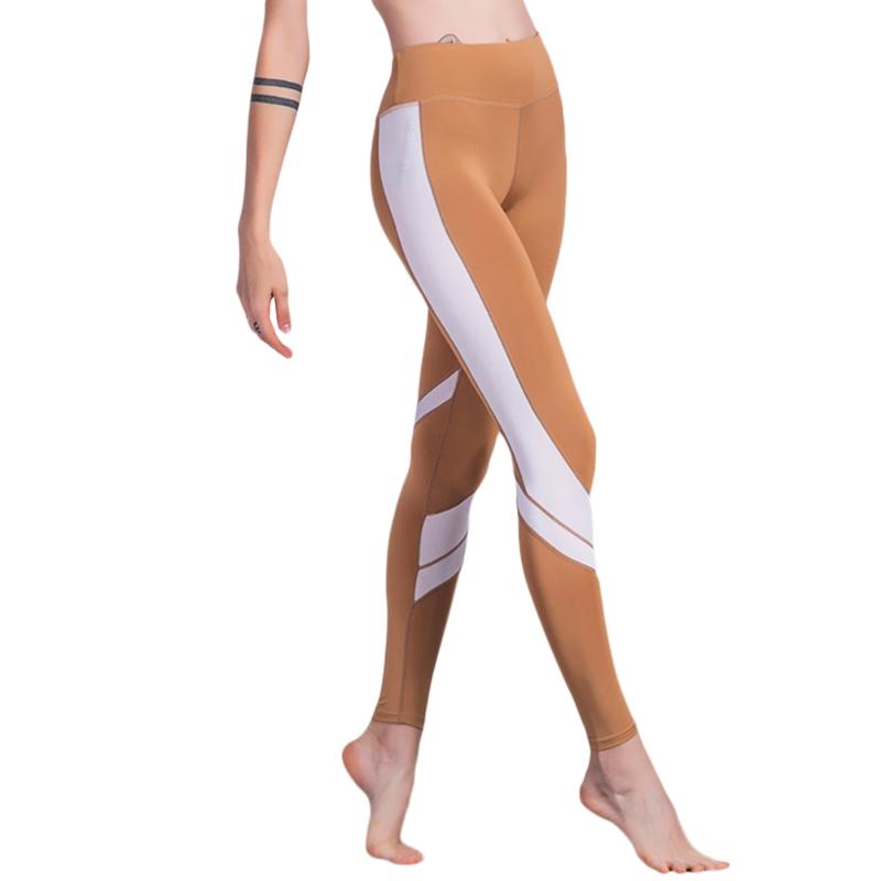 

Fitness Yoga Sports Leggings Women Sports Color Block Gym Fitness Workout Elastic Tights Trousers Skinny Trousers Gym Sportwear, White