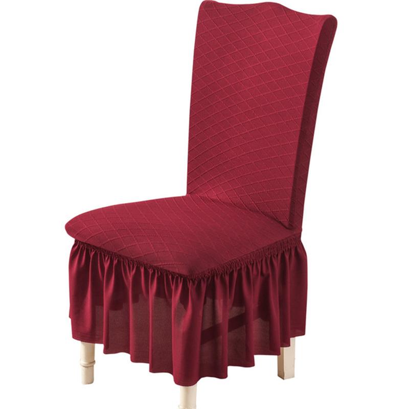

Jacquard Stretch Chair Cover with Skirt Elastic Slipcovers Dinning Chair Covers for Wedding Banquet Party Universal Size