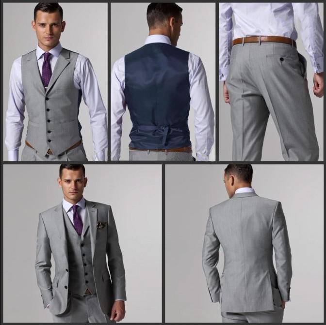 

Custom made Two Buttons Light Grey Groom Tuxedos Best Man Notch Lapel Groomsmen Men Wedding Suits Bridegroom suit/business suit, 17