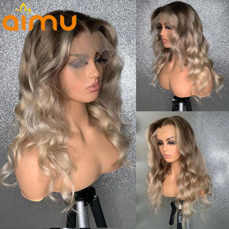 

HD Transparent 613 Blonde Body Wave Lace Front Human Hair Wigs For Black Women 13x6 Frontal Preplucked Ombre Color Closure Wigs, As pic