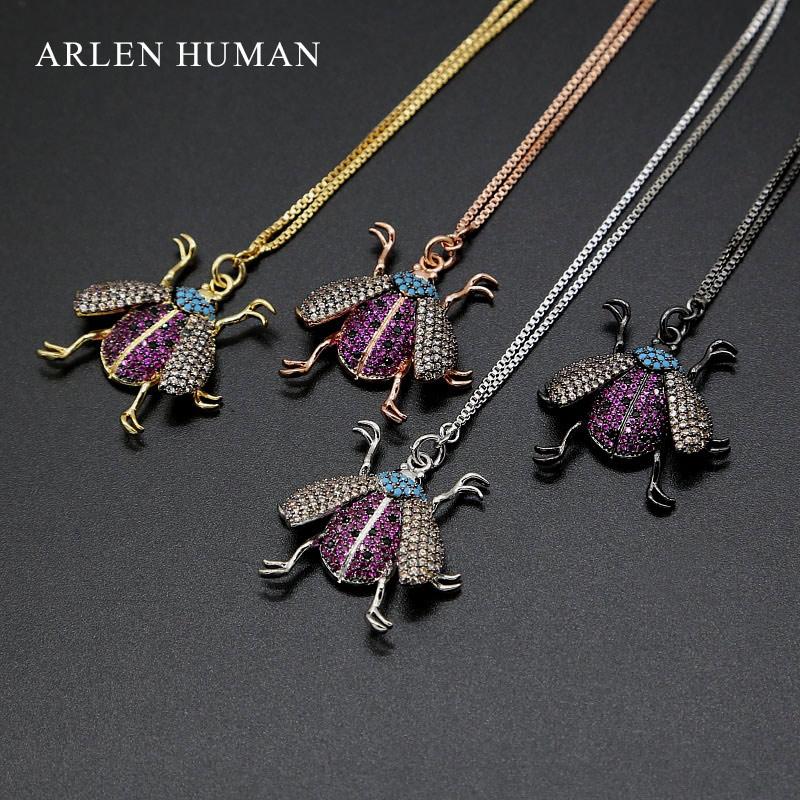 

4 Colors Punk Necklaces & Pendants Fashion Insect Pendant Jewelry Men Classic Copper Zircon Pendant Necklace Women Gift Jewelry