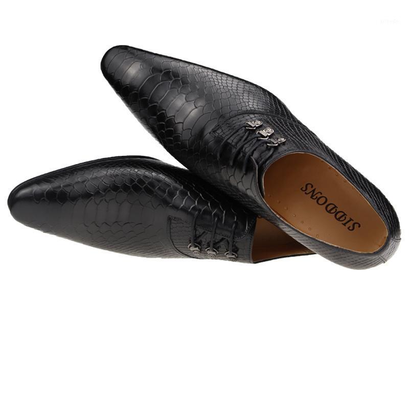 

shoes men formal men's shoe Cow leather zapatos social shoe male wedding dress sapato loafer oxford Serpentine printing Genuine1, Black